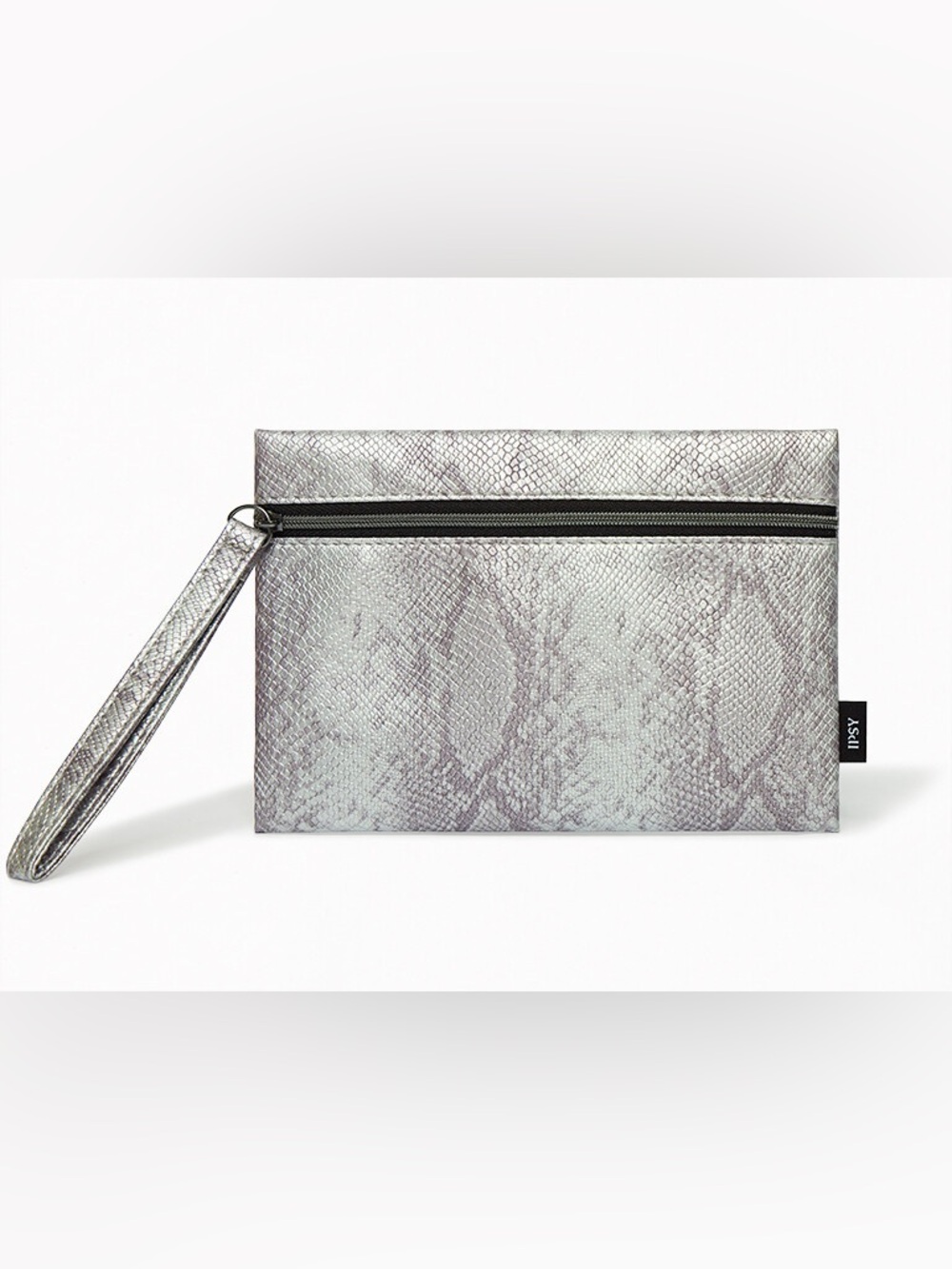 Ipsy Faux Silver Python Makeup Glam Bag
